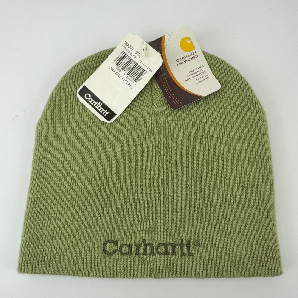 Carhartt Women WA007 GTA Green Acrylic Knit Beanie Hat OSFA NWT Y2K
